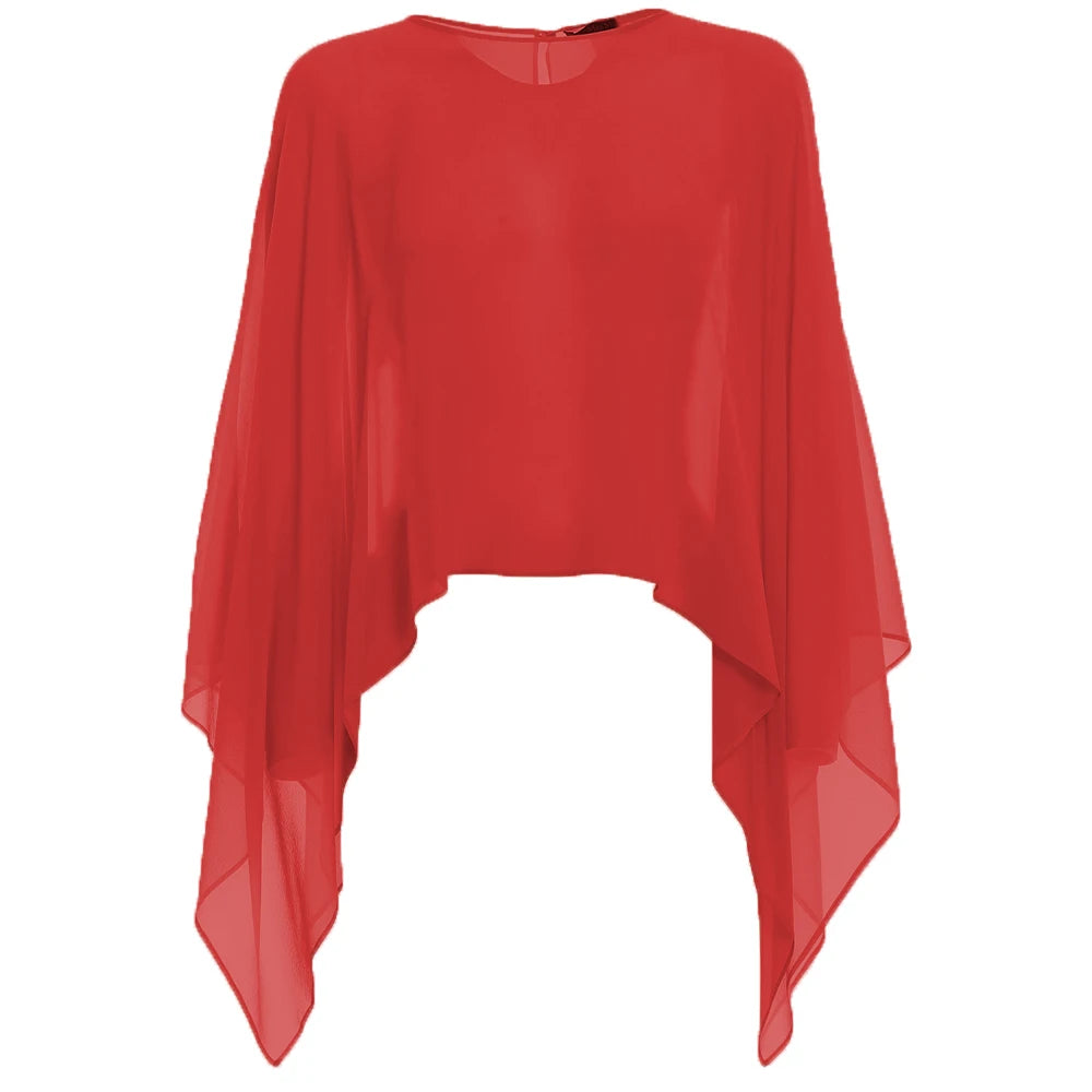 Women Black Chiffon Bolero Elegant Simple Soft Casual Cape Prom Party with Button Shrug for Lady Evening Dress Red Navy Shawl