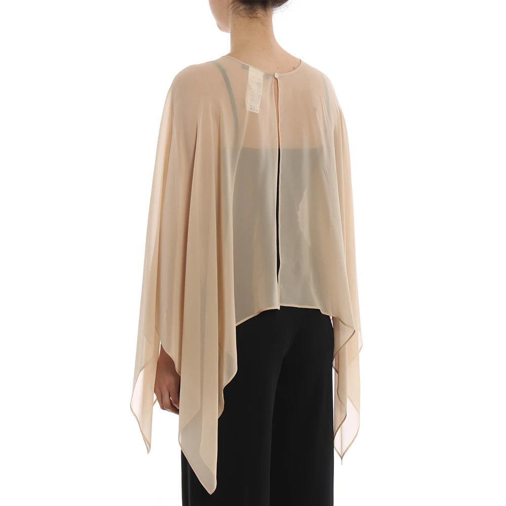Women Black Chiffon Bolero Elegant Simple Soft Casual Cape Prom Party with Button Shrug for Lady Evening Dress Red Navy Shawl