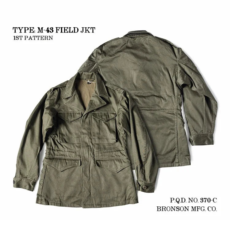 Rugged Bronson Army M-43 Field Jacket Vintage Style M1943 Coat For Men Olive Drab
